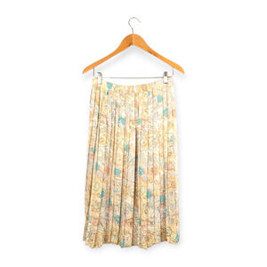 Vintage Andrea Gayle Satin Floral Pleated Midi Skirt S Cottagecore Fairy‎ Pastel
